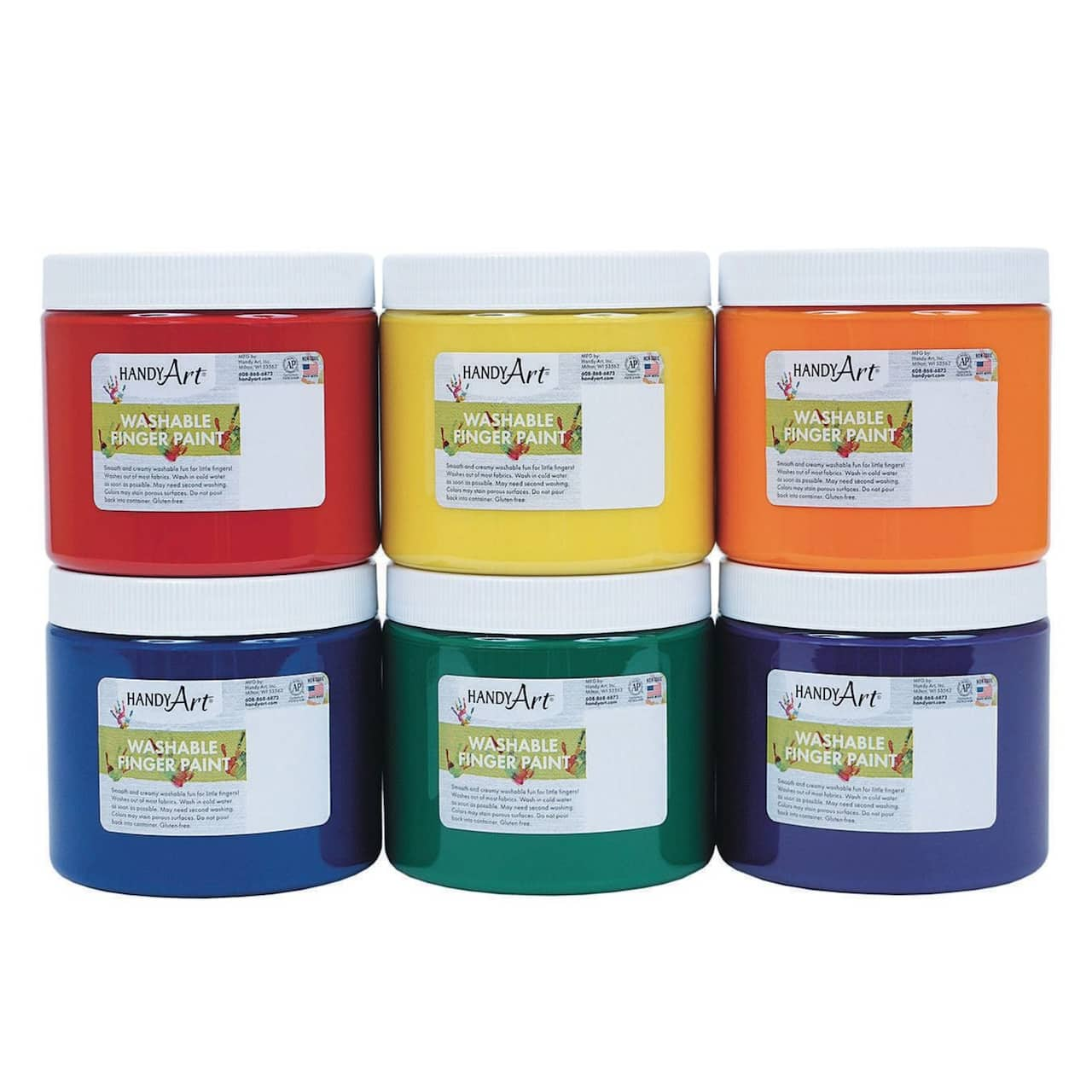 Handy Art&#xAE; Washable Finger Paint Primary Colors Set